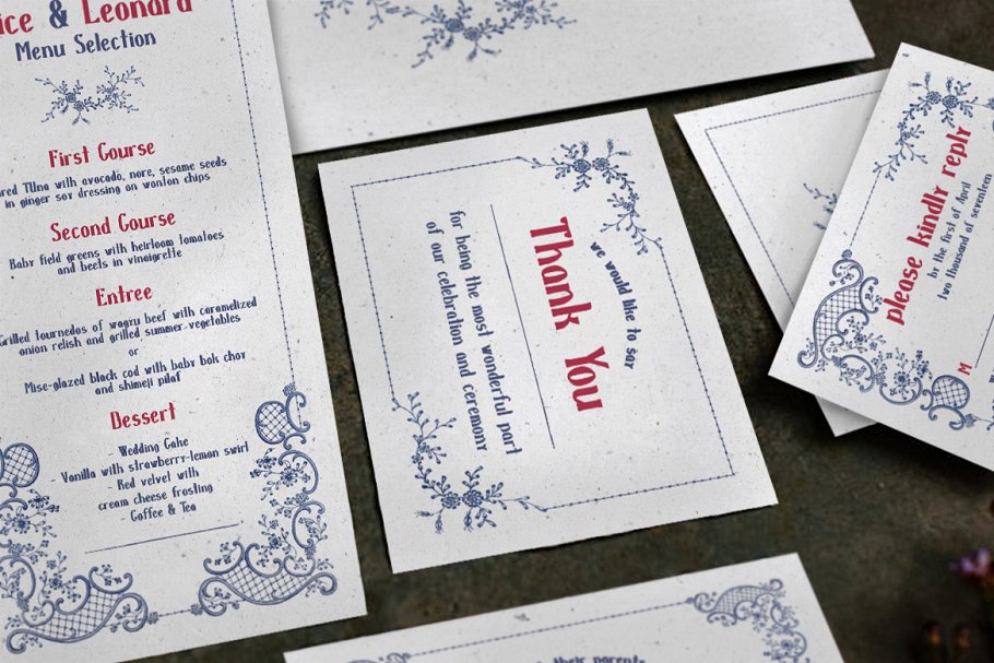 经典刺绣婚礼邀请函设计套装 Classic Embroidery Wedding Suite插图(3)