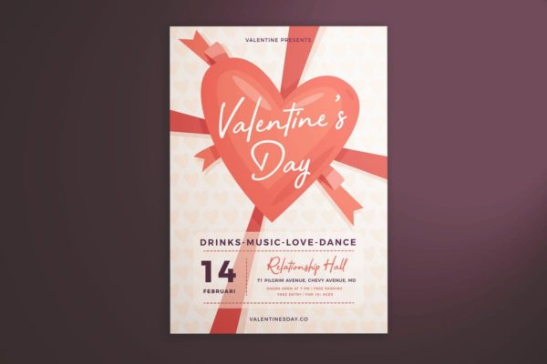 情人节主题节日海报设计模板 Valentine’s Day Flyer Vol. 01