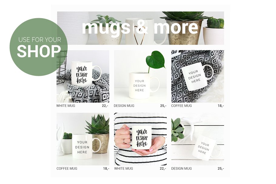 白色咖啡杯马克杯样机模板 White coffee mug mockups插图(1)