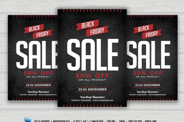 黑色星期五促销海报模板 BlackFriday Sale Flyer Poster