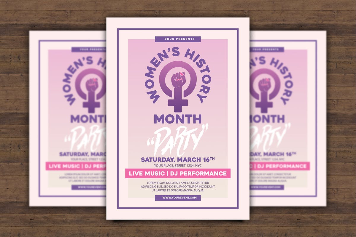 女权主义运动主题传单设计模板 Women’s History Month Flyer插图