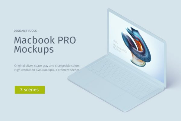 MacBook Pro等距创意样机模板 Macbook PRO Isometric Creative Mockup