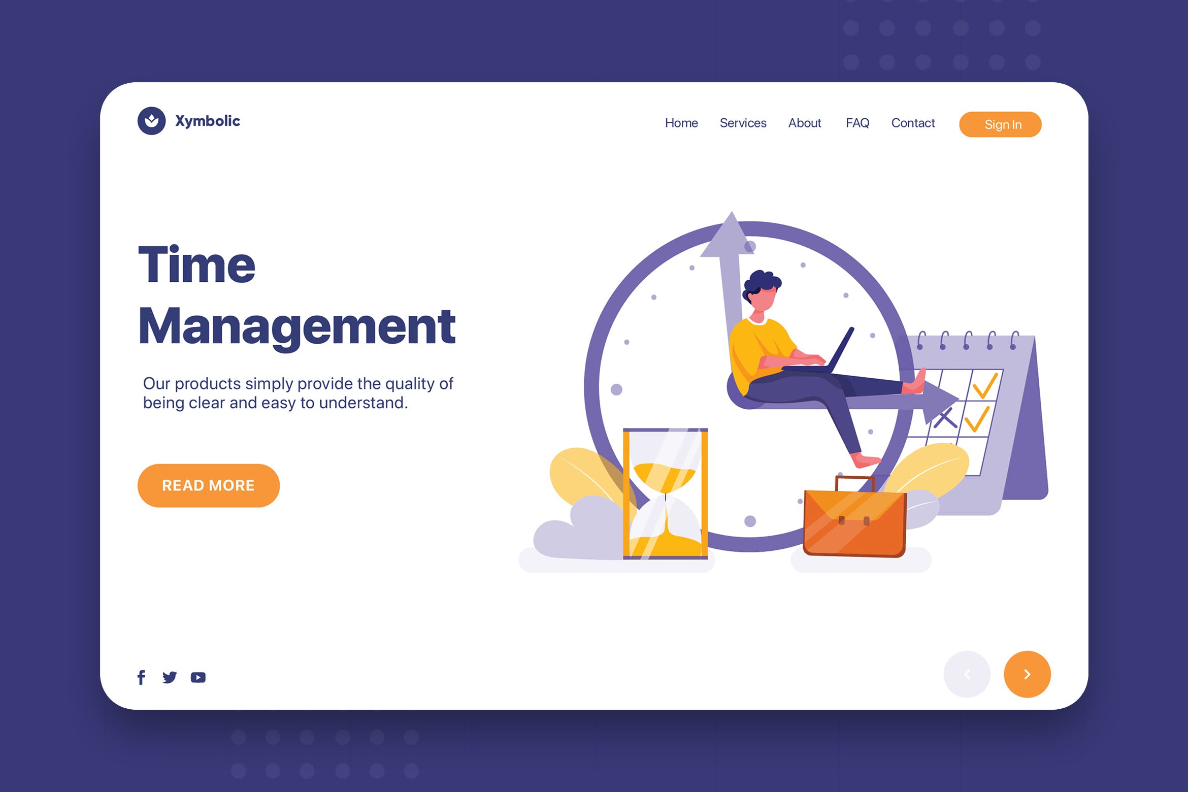 时间管理主题网站设计矢量插画 Time Management – Corporate Web Header插图