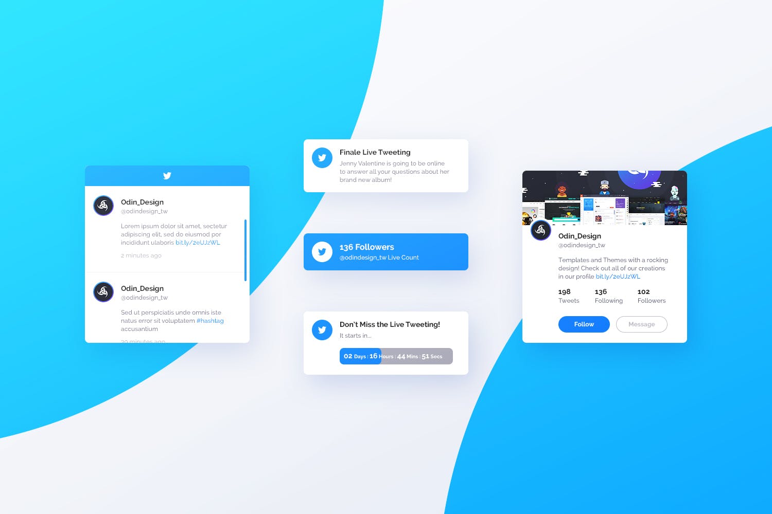 社交媒体卡片式设计UI设计模板v6 Asgard Plugin – Twitter UI Cards – PSD Template插图