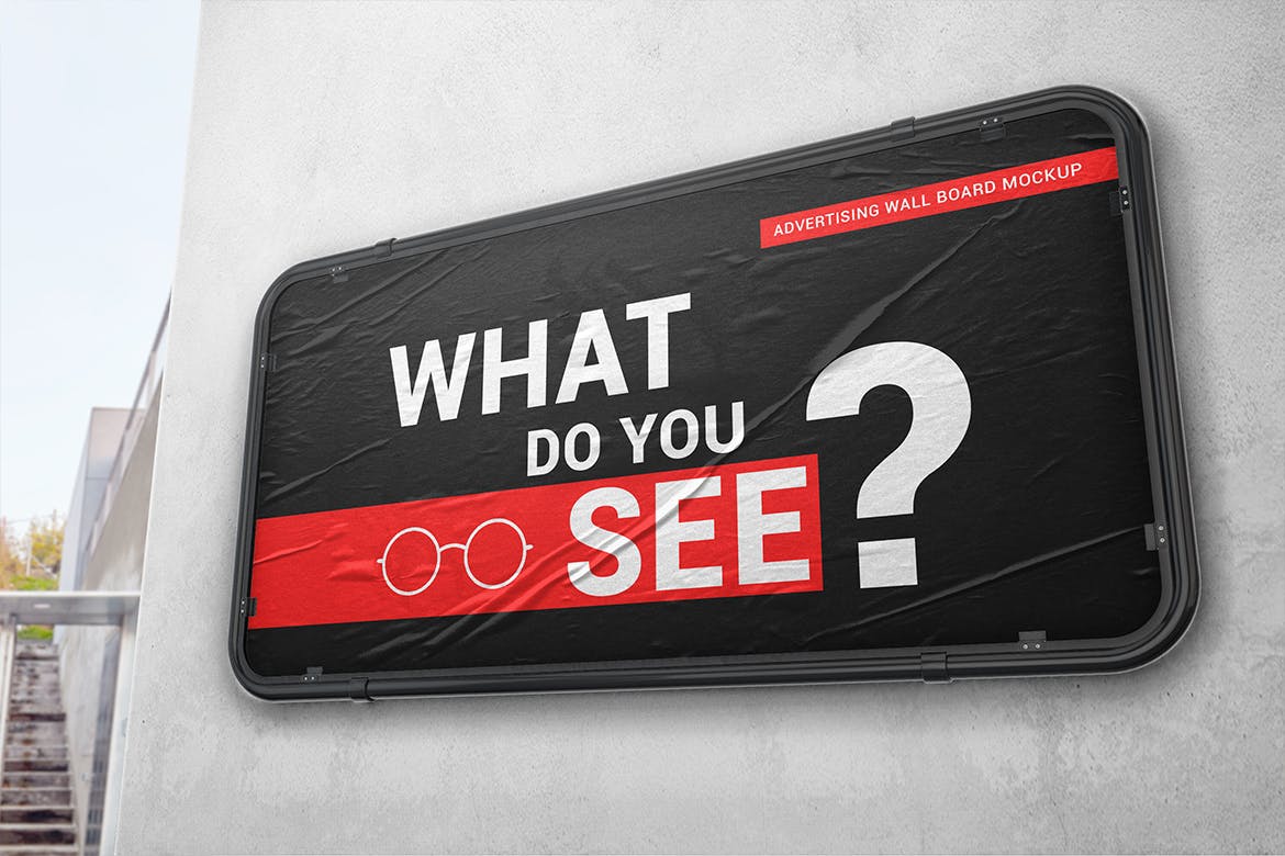 广告橱窗设计效果图样机模板 Advertising Wall Board Mockup插图(3)