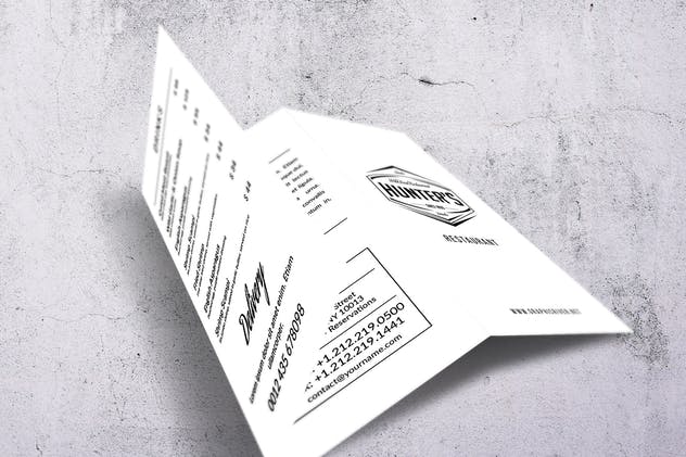 极简主义A4规格三折页菜单设计模板 Minimal A4 Trifold Food Menu Design插图(1)