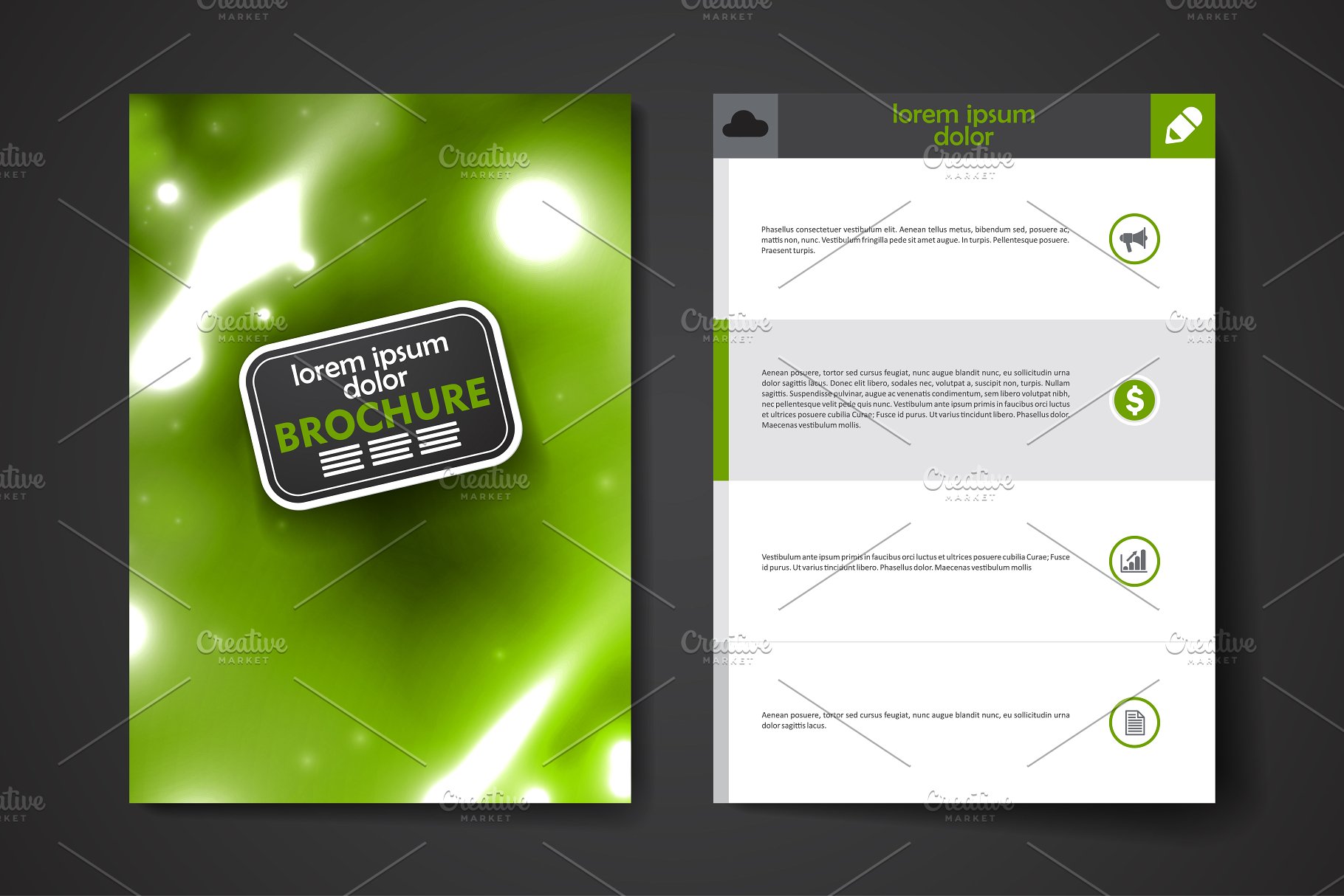 荧光DNA链条抽象图形画册模板 Set of Beautiful Brochures插图(20)