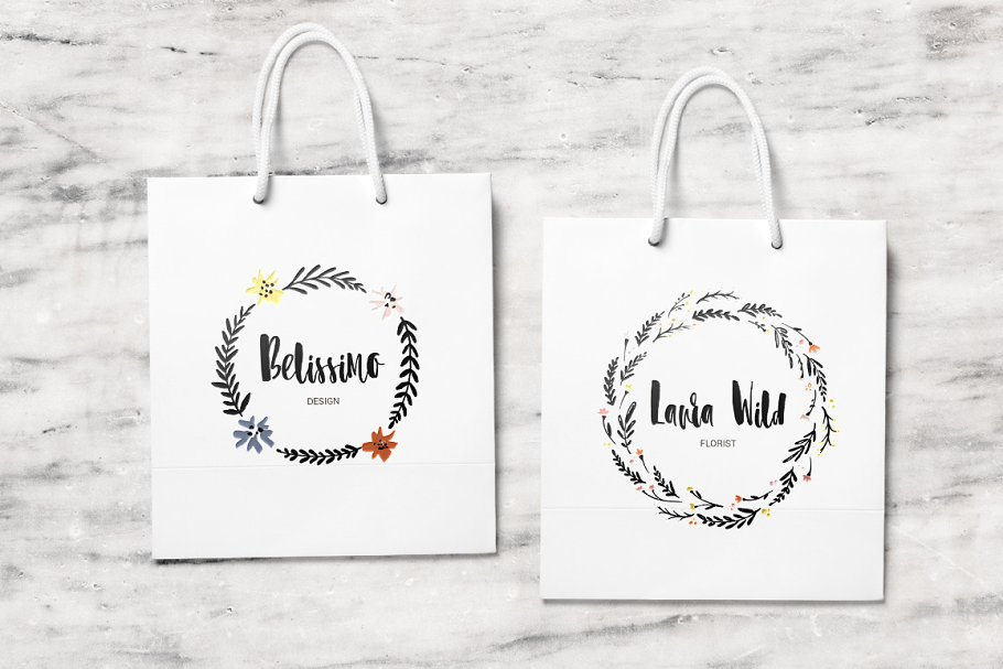 超级手绘花卉&叶子元素大礼包 Floral mega-bundle: 1267 elements插图(3)