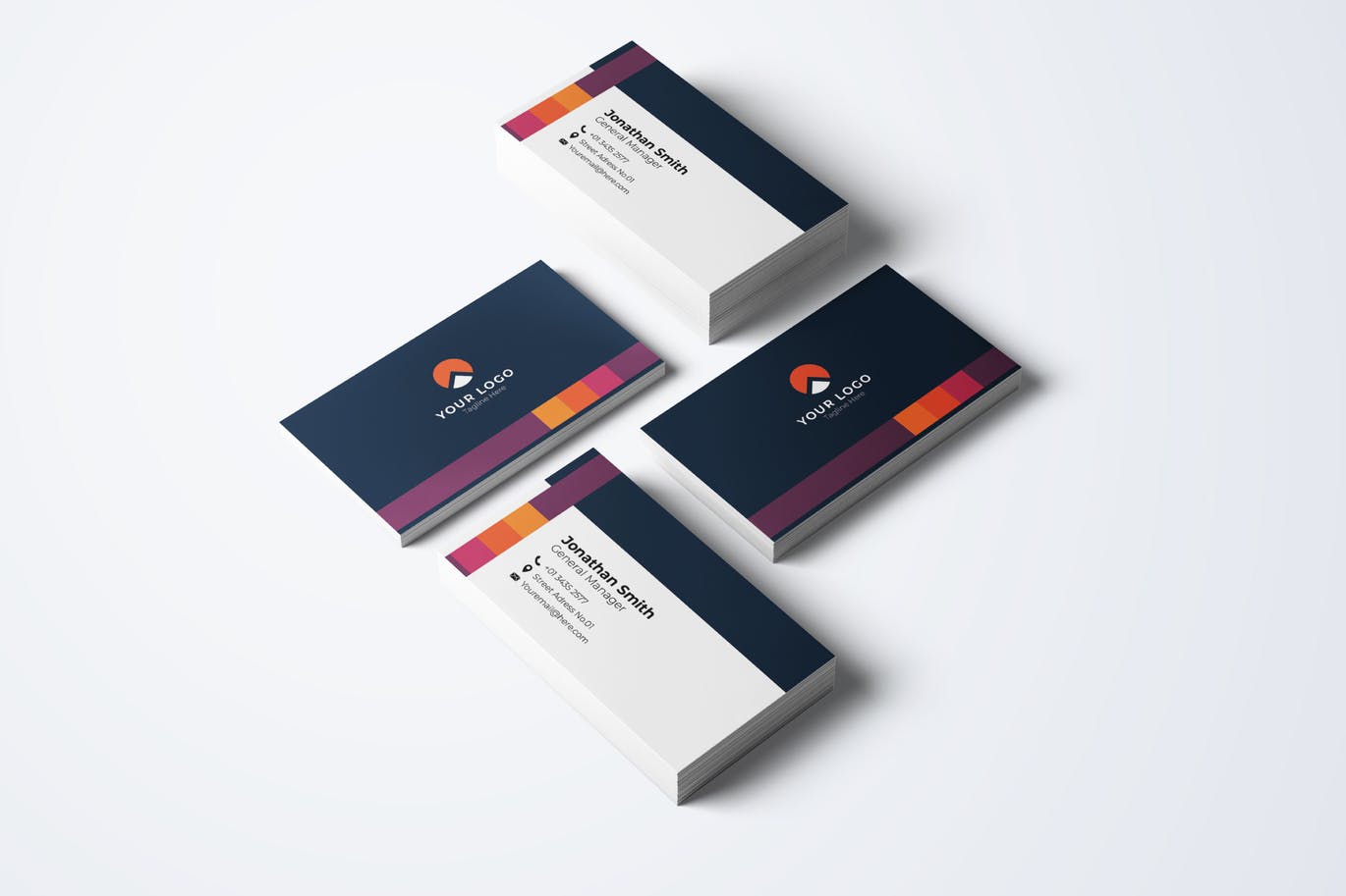 色卡设计风格企业素材库精选名片模板v65 Business Card Template.v65插图