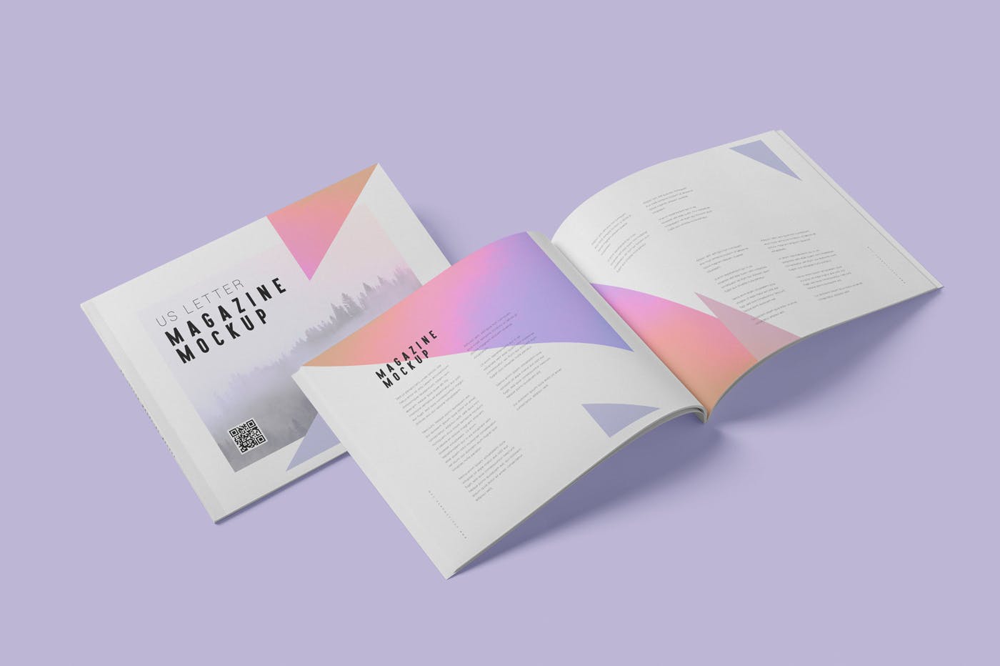 美国信纸规格杂志版式设计效果图样机 Magazine Mockup – US Letter Landscape插图(2)