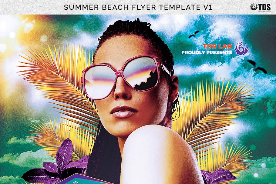 夏季海滩派对传单设计PSD模板 Summer Beach Flyer PSD V1插图(6)