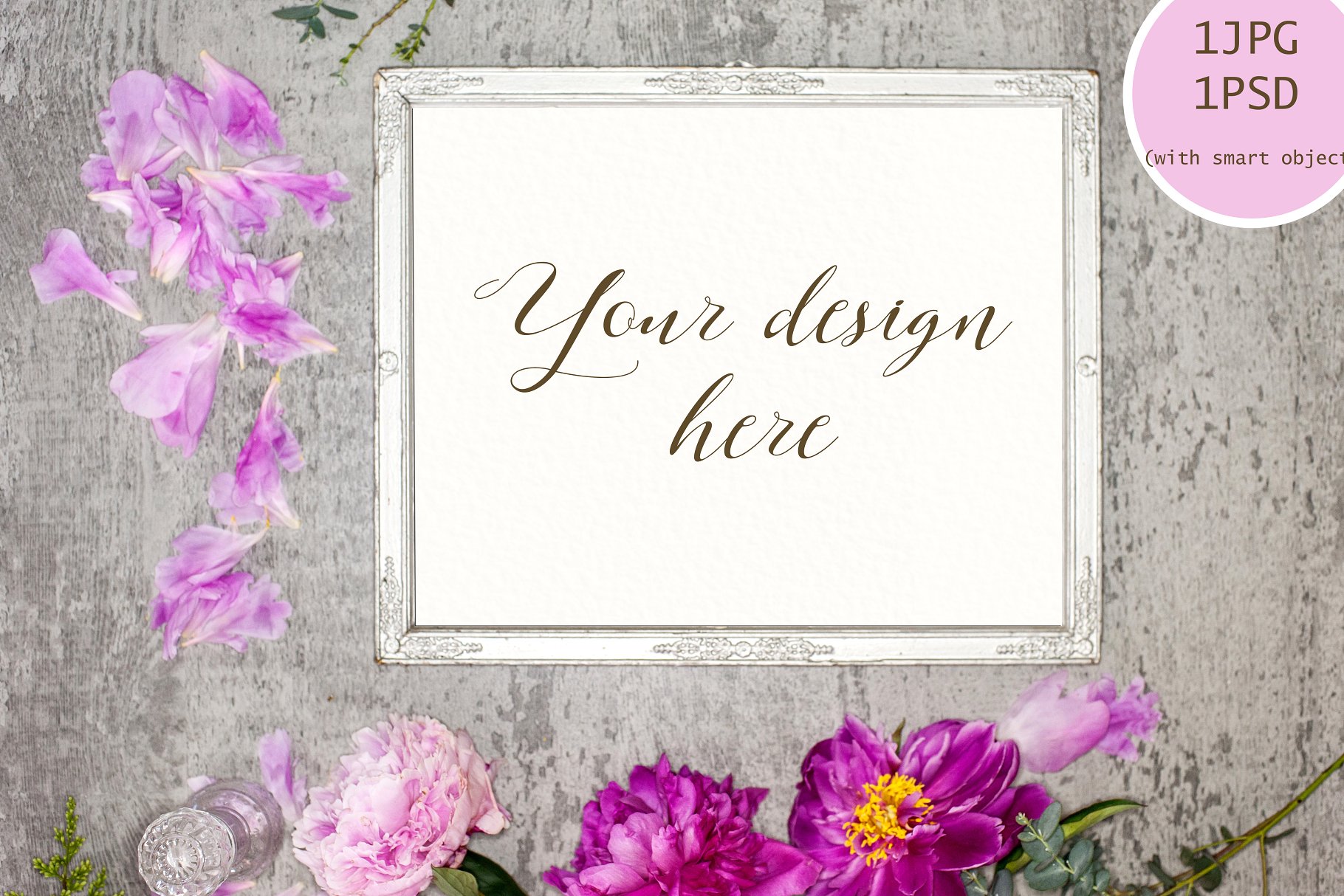 水彩花卉装饰画框&绘画样机模板 Peony mock up BUNDLE插图(4)