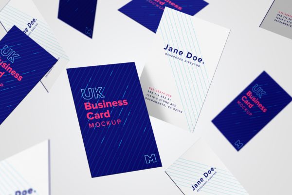 UK标准尺寸高端企业名片设计样机模板05 UK Business Card Mockup 05