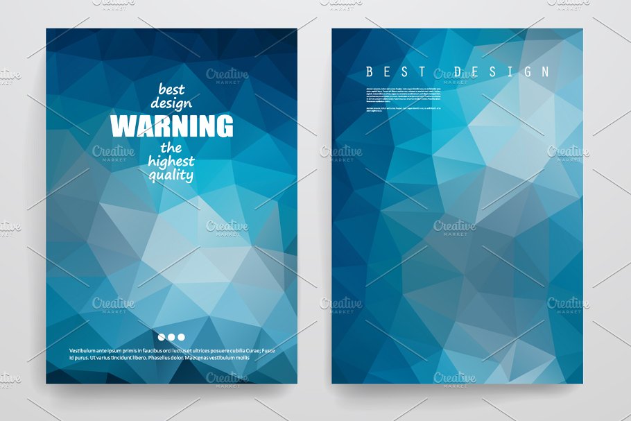 渐变色彩多边形抽象图形背景小册子模板 Set of brochures in poligonal style插图(2)