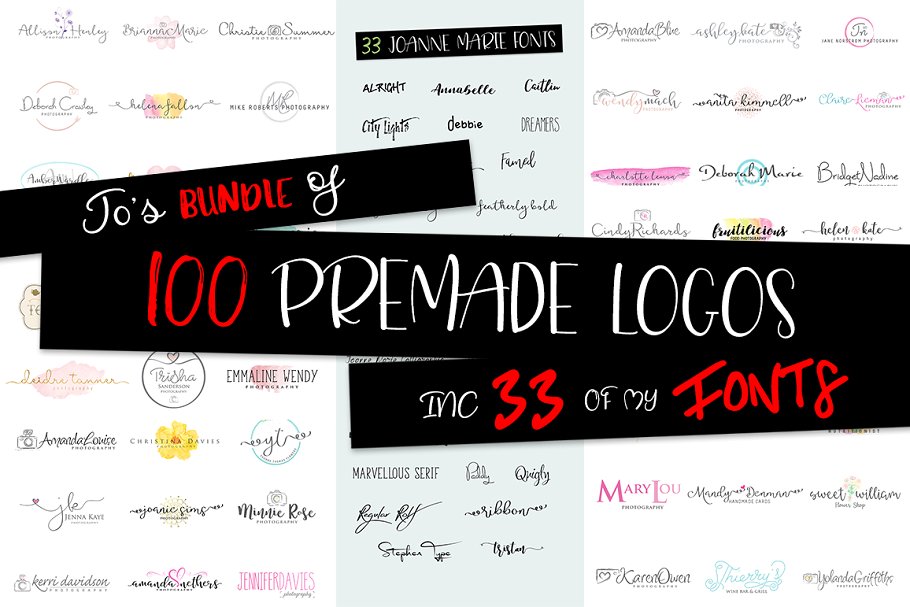 100款预制Logo模板和Logo设计字体合集 Logo bundle and Font Bundle插图(14)