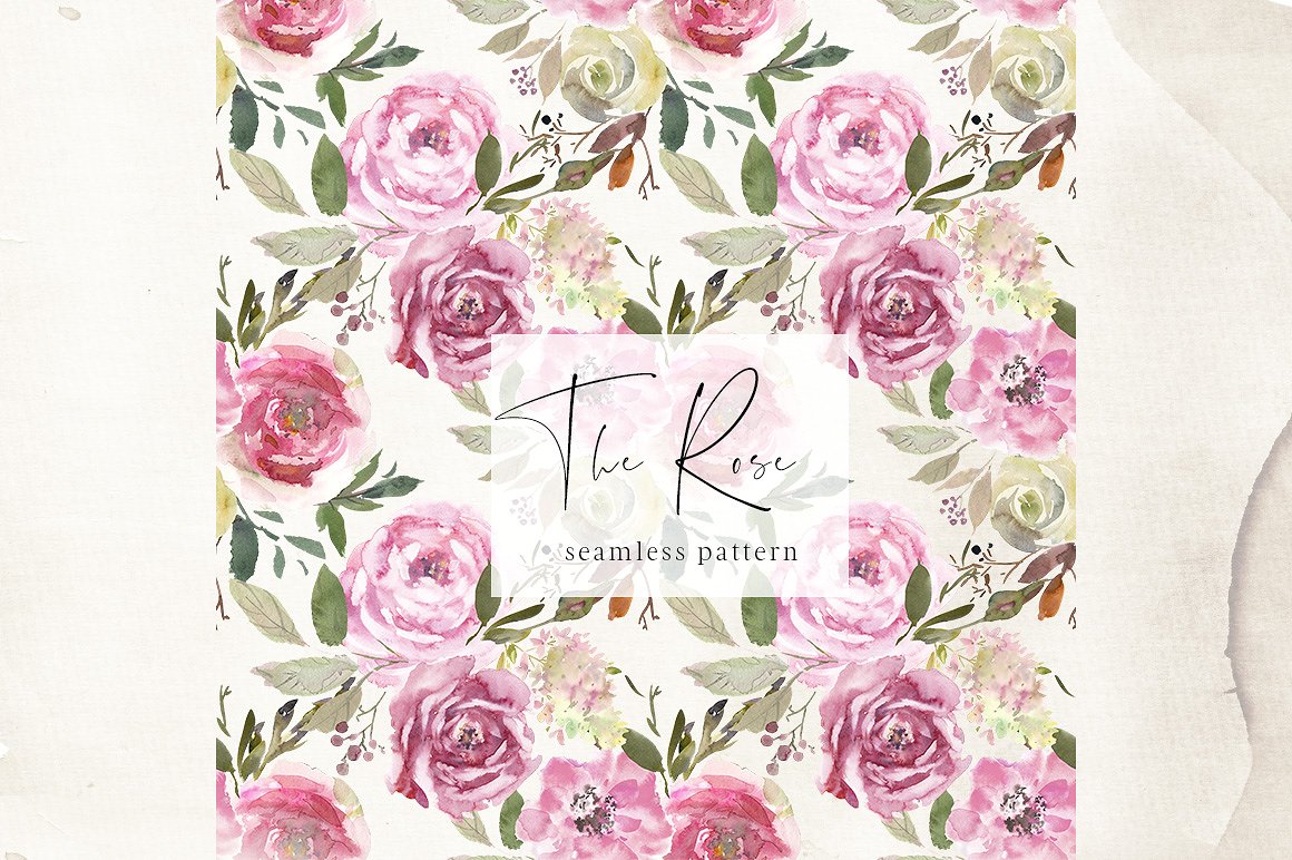 水彩玫瑰花花饰剪贴画 The Rose Watercolor Floral Clipart插图(5)