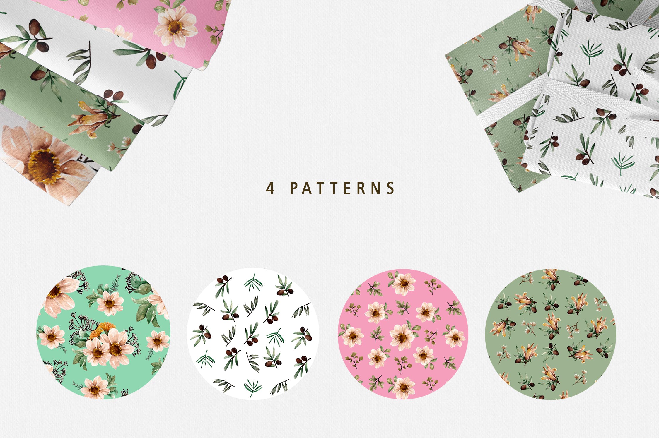 植物花卉水彩手绘图案纹样背景设计套装 Floral Botanical Watercolor Set插图(6)