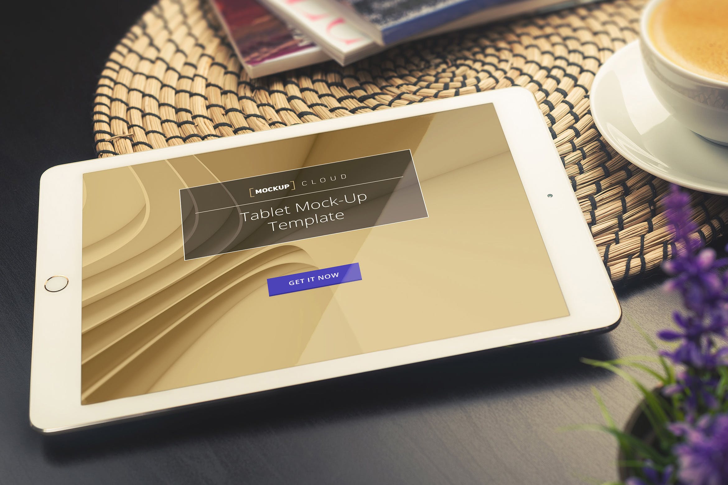 实景桌面上的平板电脑屏幕演示素材库精选样机 Tablet Mockup / Real Environment插图