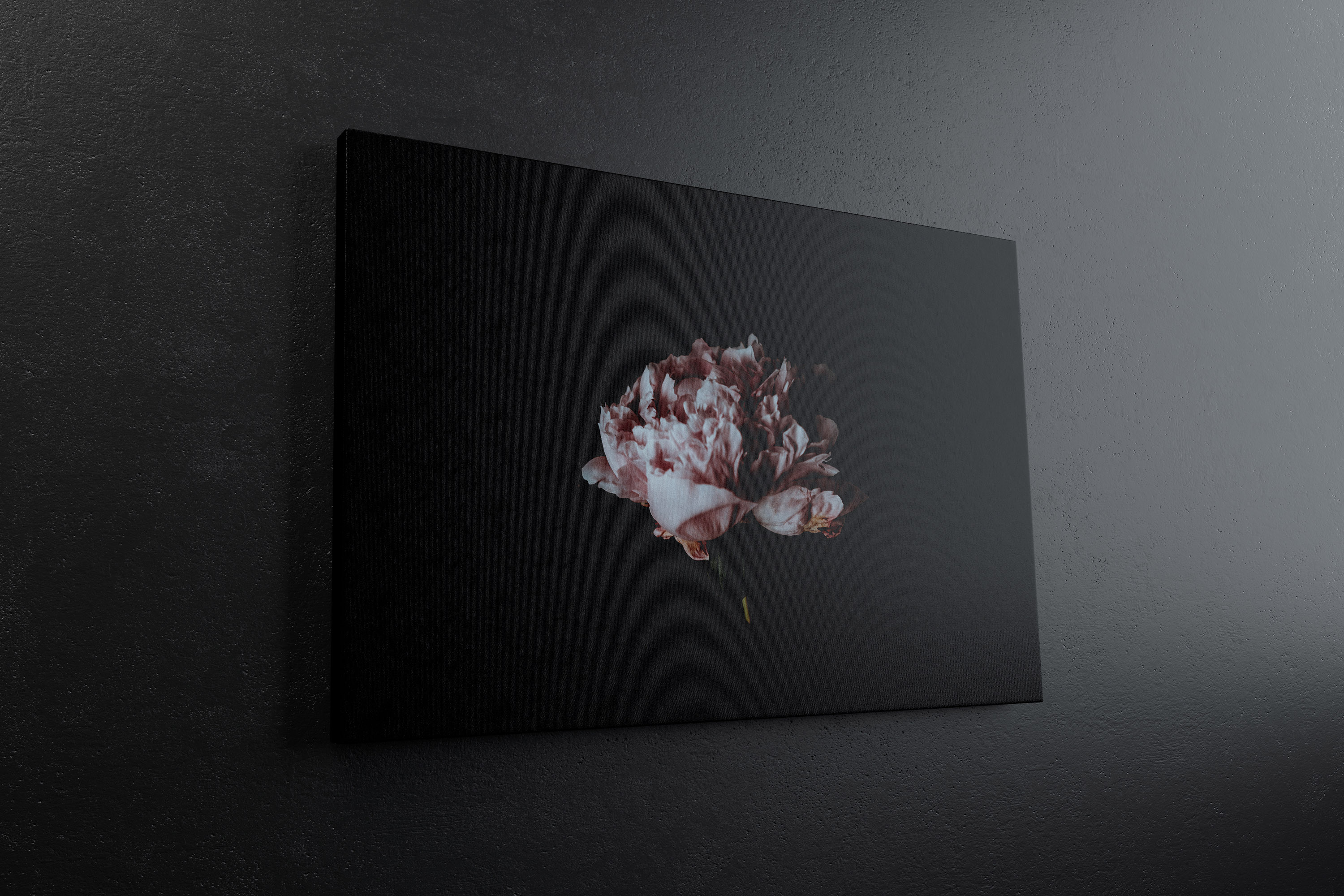 油画艺术作品挂墙帆布画布左视图样机 3:2 Landscape Canvas Mockup Hanging on Wall, Left View插图(4)