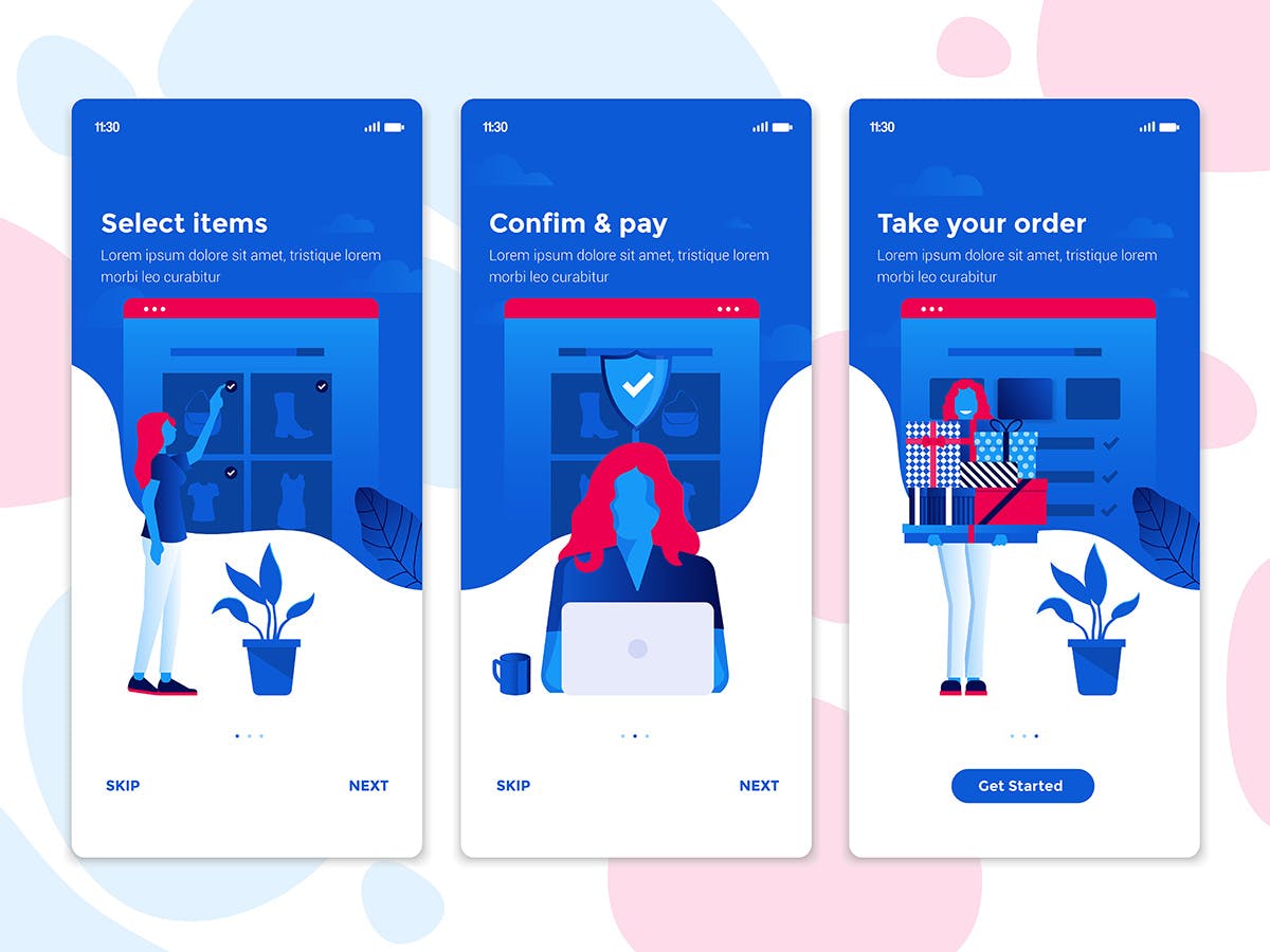 现代UI设计风格APP应用启动页设计模板 Modern user interface UX, UI screen templates插图(2)