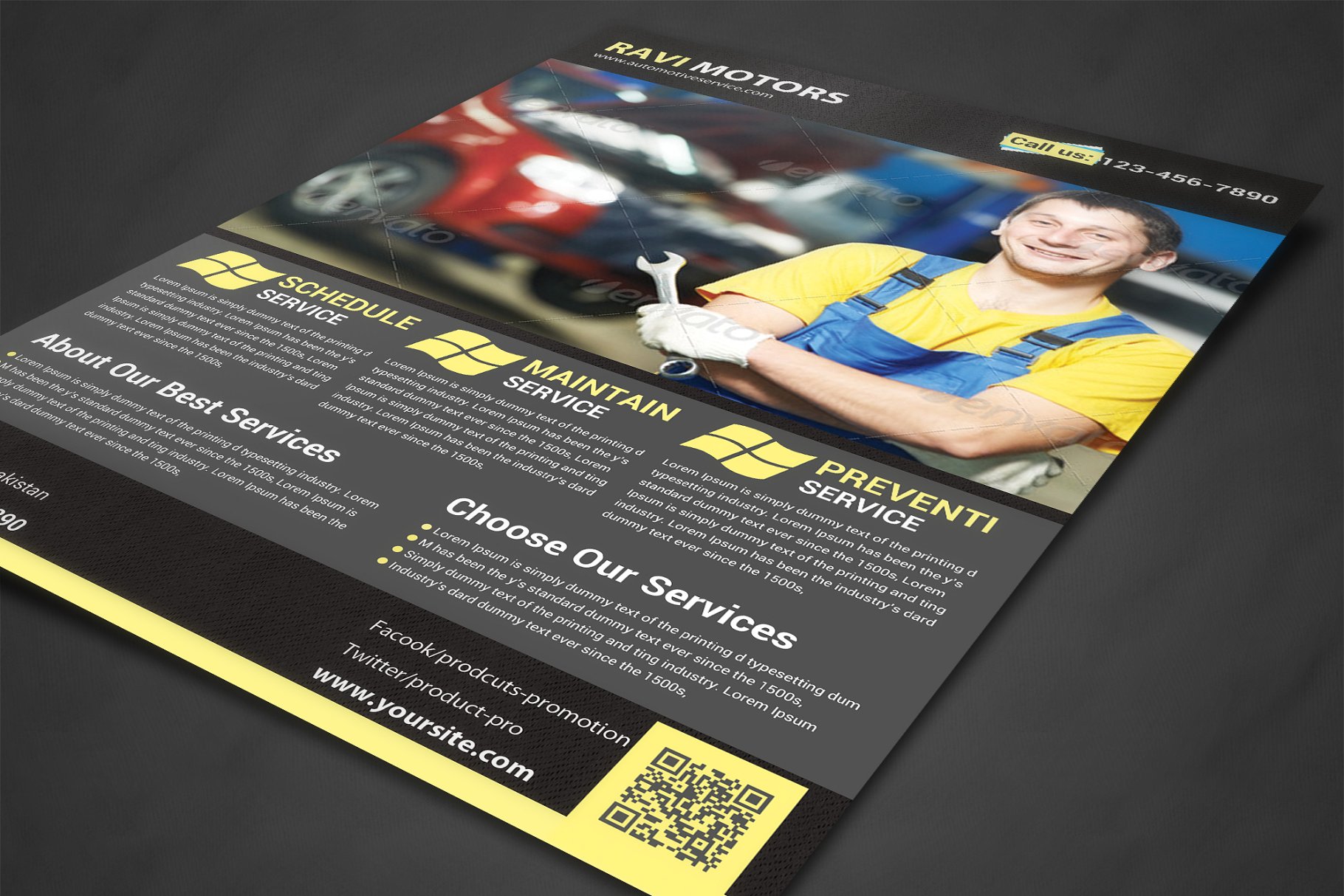 汽车维修4S店宣传传单模板 Auto Repair Flyer Template插图(1)