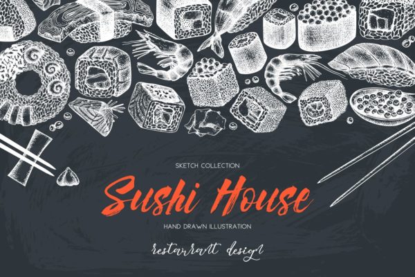 寿司&amp;海鲜矢量插画素材 Vector Sushi &amp; Seafood Set