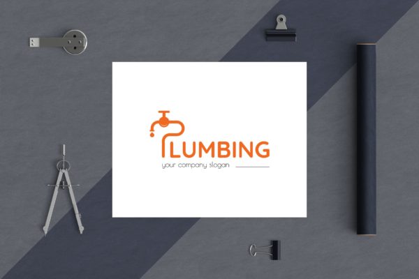 字母P图形供水设施品牌Logo设计素材库精选模板 Plumbing Business Logo Template
