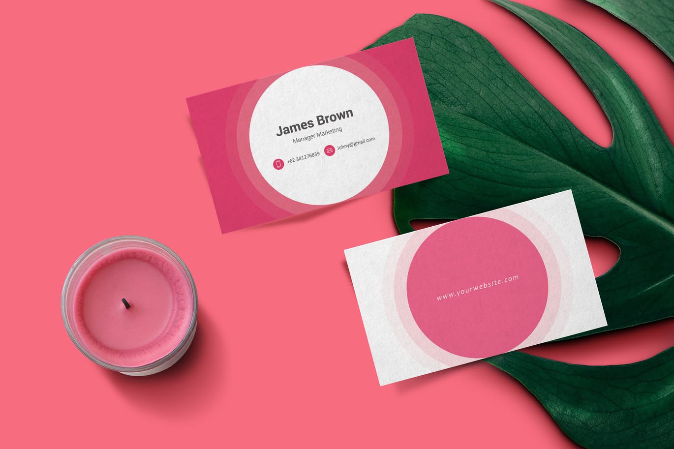 粉红色圆形企业素材库精选名片模板v02 Corporate Business Card Typica Vol.02插图