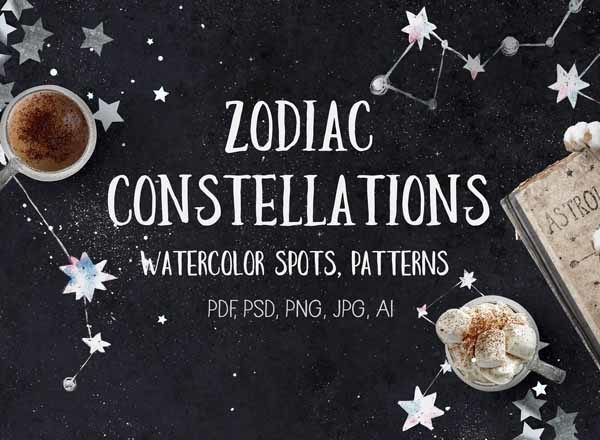 12星座水彩矢量素材打包下载[PDF,PNG ,PSD ,JPG,AI ]