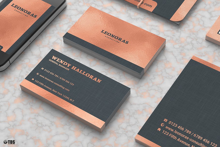 玫瑰金企业品牌标识文具套装PSD模板 Rose Gold Corporate Identity PSD插图(2)