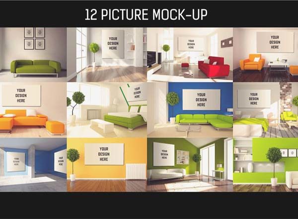 易编辑的墙上画框MOCKUPS模型包