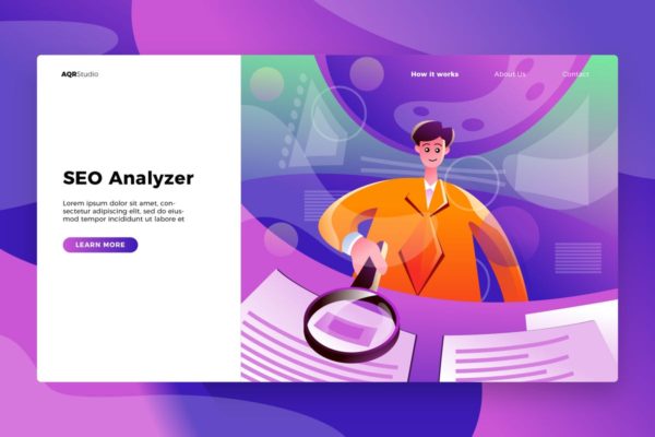 SEO服务概念插画网站Banner&amp;着陆页模板 SEO Analyzer – Banner &amp; Landing Page