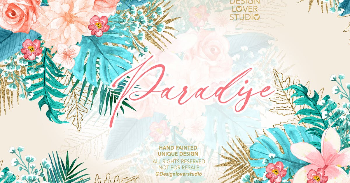 热带花卉植物水彩插画设计素材 Paradise design插图