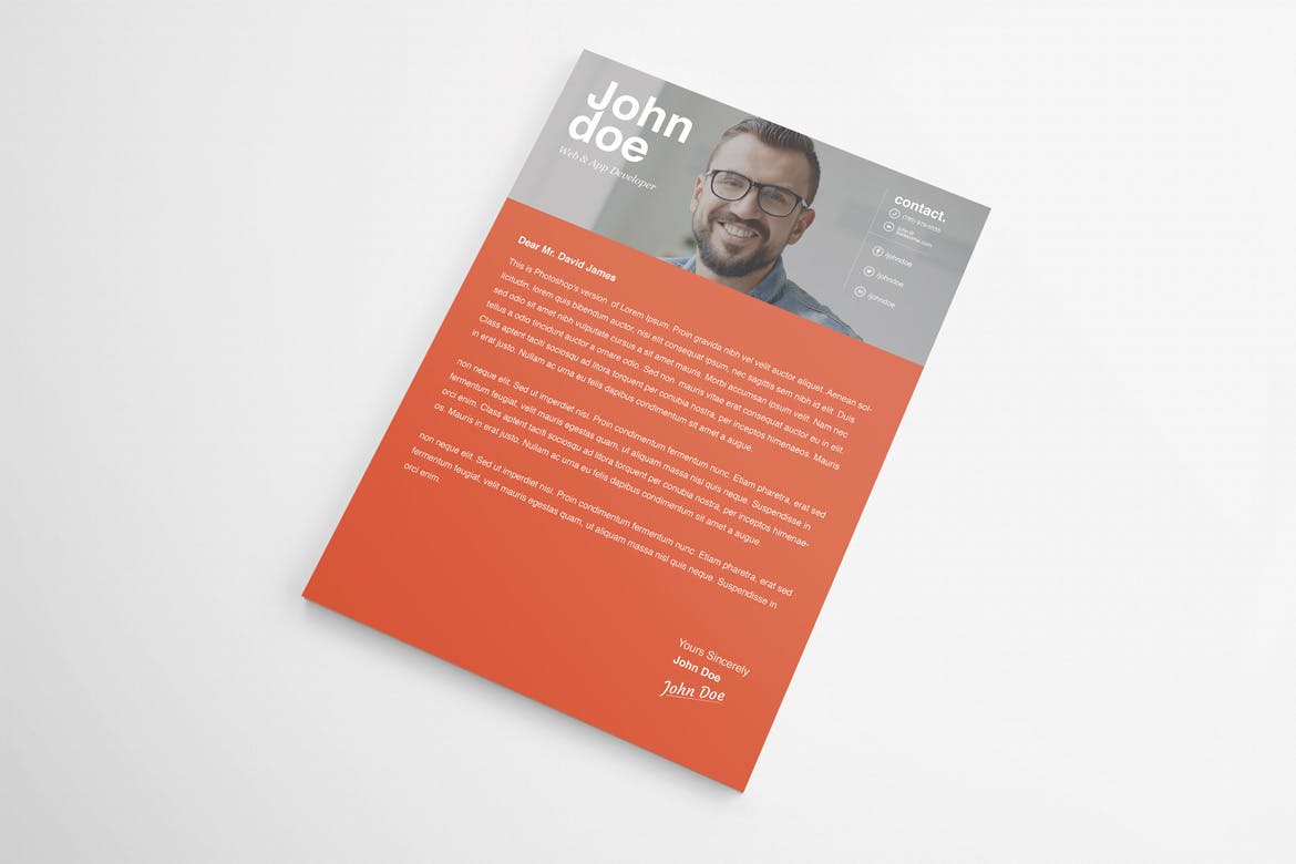 设计师个人简历＆介绍信设计模板 Designer Resume & Cover Letter Template插图(1)