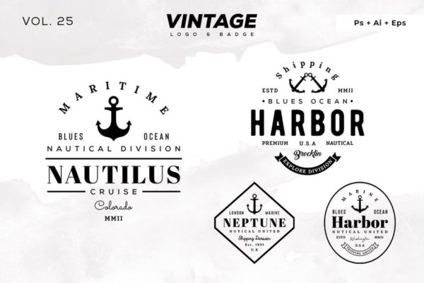 欧美复古设计风格品牌素材库精选LOGO商标模板v25 Vintage Logo &amp; Badge Vol. 25