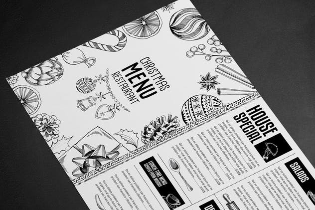 圣诞节主题菜单PSD设计模板 Christmas Menu Restaurant Template插图(2)