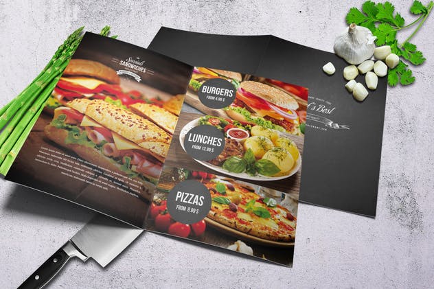 西式快餐菜单点餐牌PSD模板 Chef Restaurant Menu Bunle A4 & US Letter插图(1)