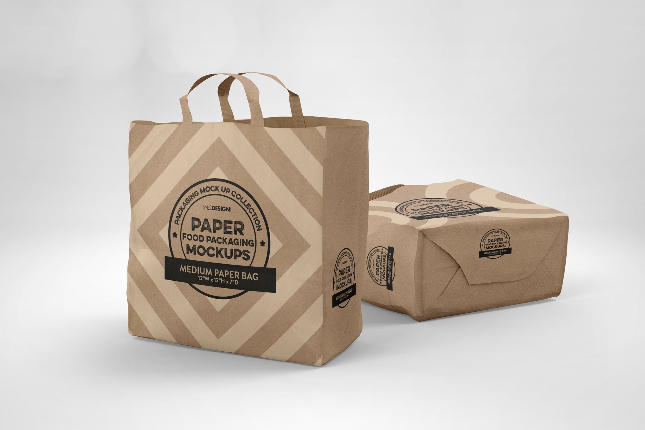 中型纸袋包装设计效果图素材库精选 Medium Paper Bags Packaging Mockup插图(2)