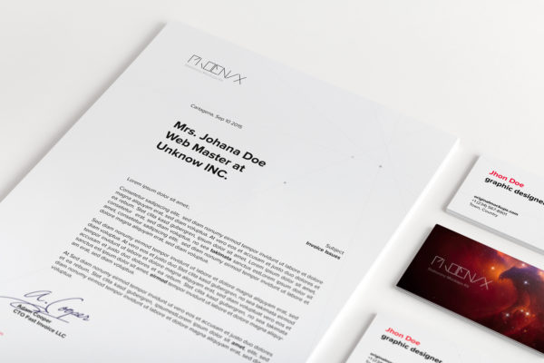 A4信纸信头＆企业名片设计效果图样机03 A4 and Business Cards Mockup 03