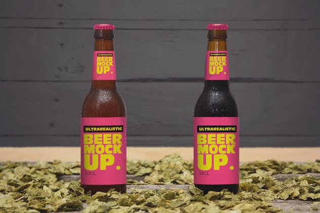 四合一啤酒瓶外观设计样机 Beer Styles 4 in 1插图(1)