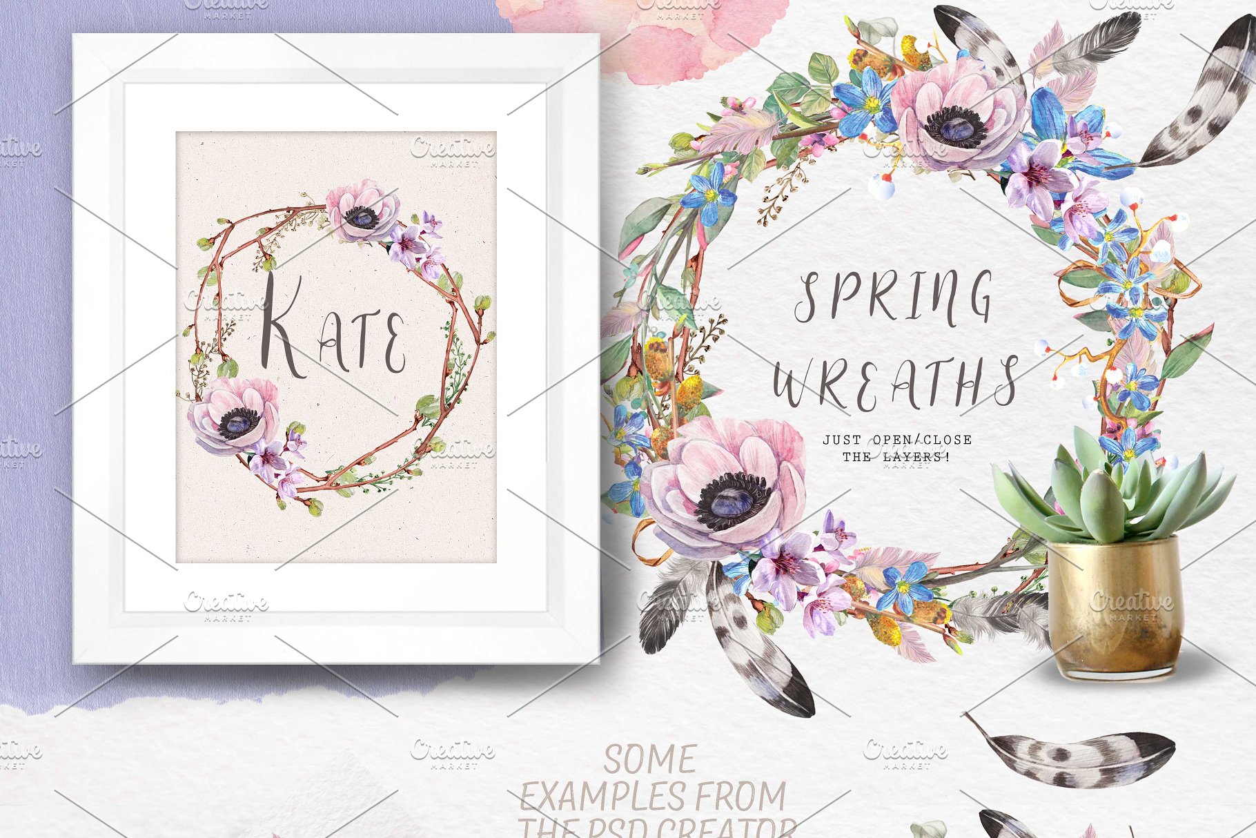 极力推荐:“春暖花开”水彩花卉设计素材包 "Spring bloom" 80 png插图(7)