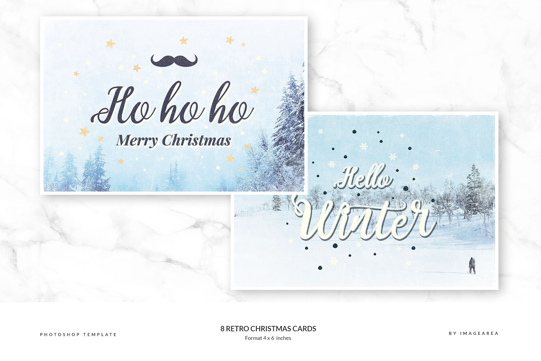 复古风圣诞节贺卡模板 Retro Christmas Cards插图(1)