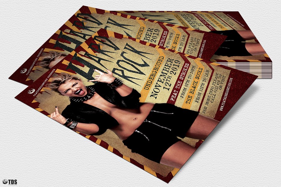 地下音乐派对传单PSD模板 Hard Rock Underground Flyer PSD插图(3)