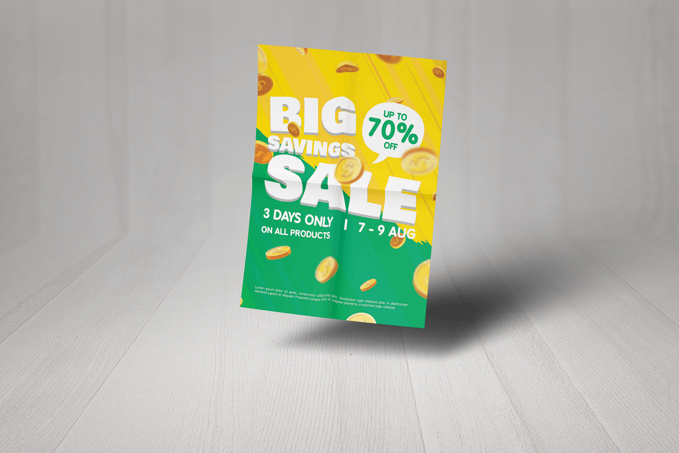 天降金币大型促销活动海报设计模板 Falling Coins Big Savings Sale Poster And Flyer插图(2)