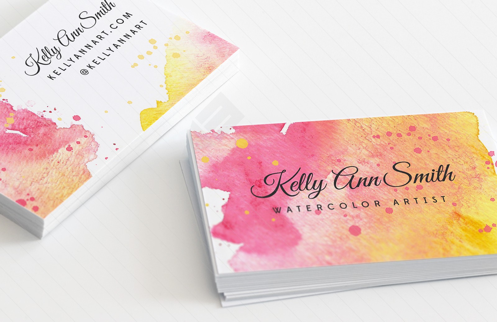 水彩艺术名片模板 Watercolor Artist Business Card Template插图