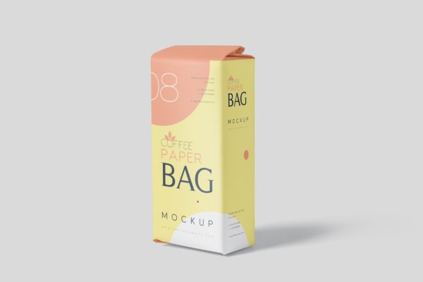 咖啡粉/咖啡豆纸袋包装素材库精选模板 Coffee Paper Bag Mockup Set