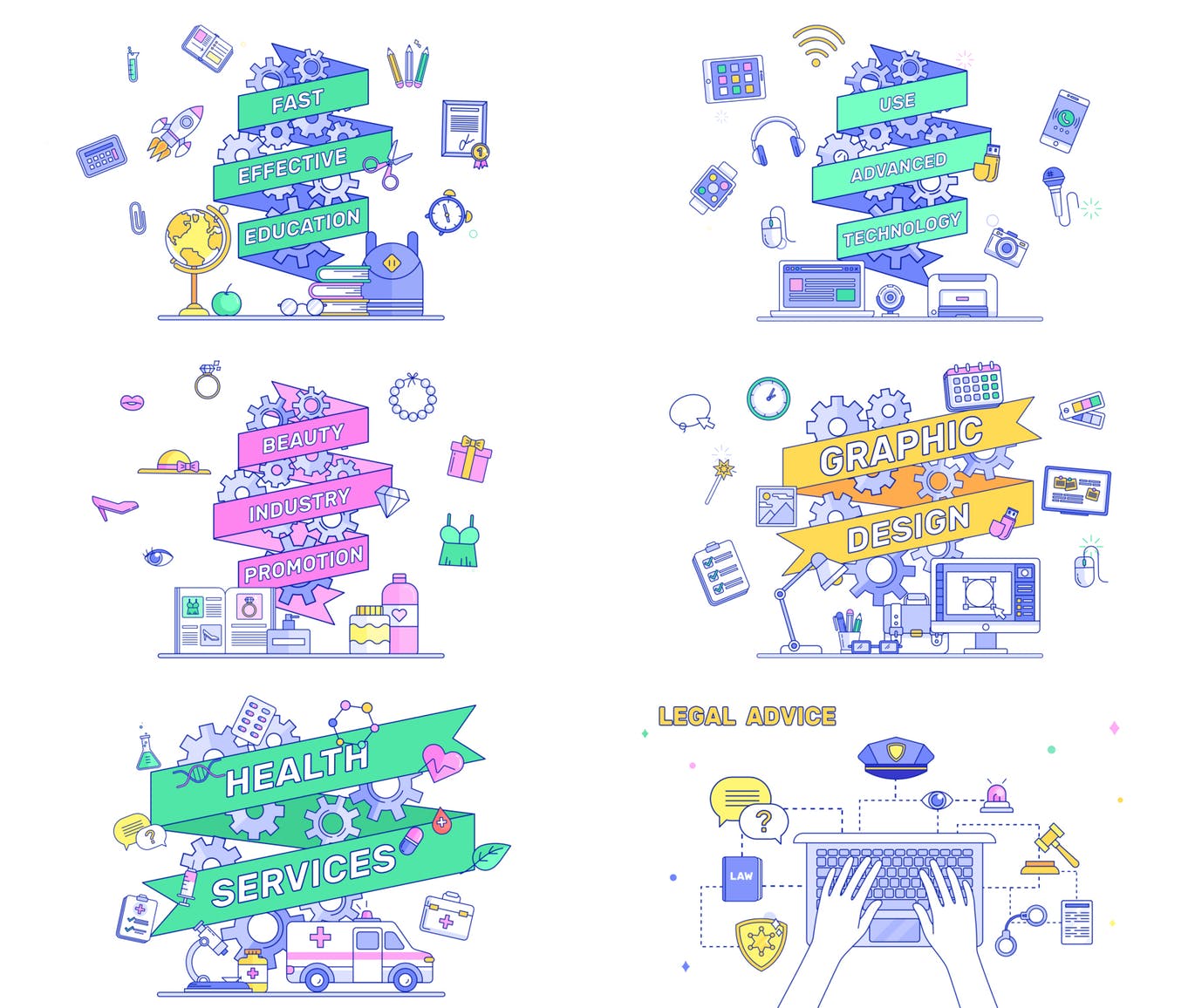 70款互联网场景化概念插画PSD模板合集 Explainer Graphics Toolkit插图(1)