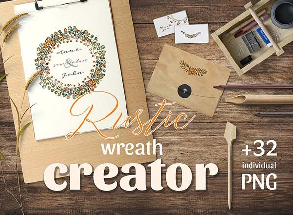 花环水彩质感花环素材下载[PSD,Ai,PNG]