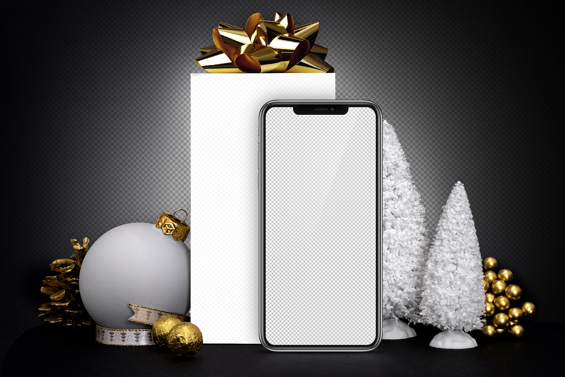 圣诞节礼品场景样机设计模板 Christmas gift pack mockup插图(1)