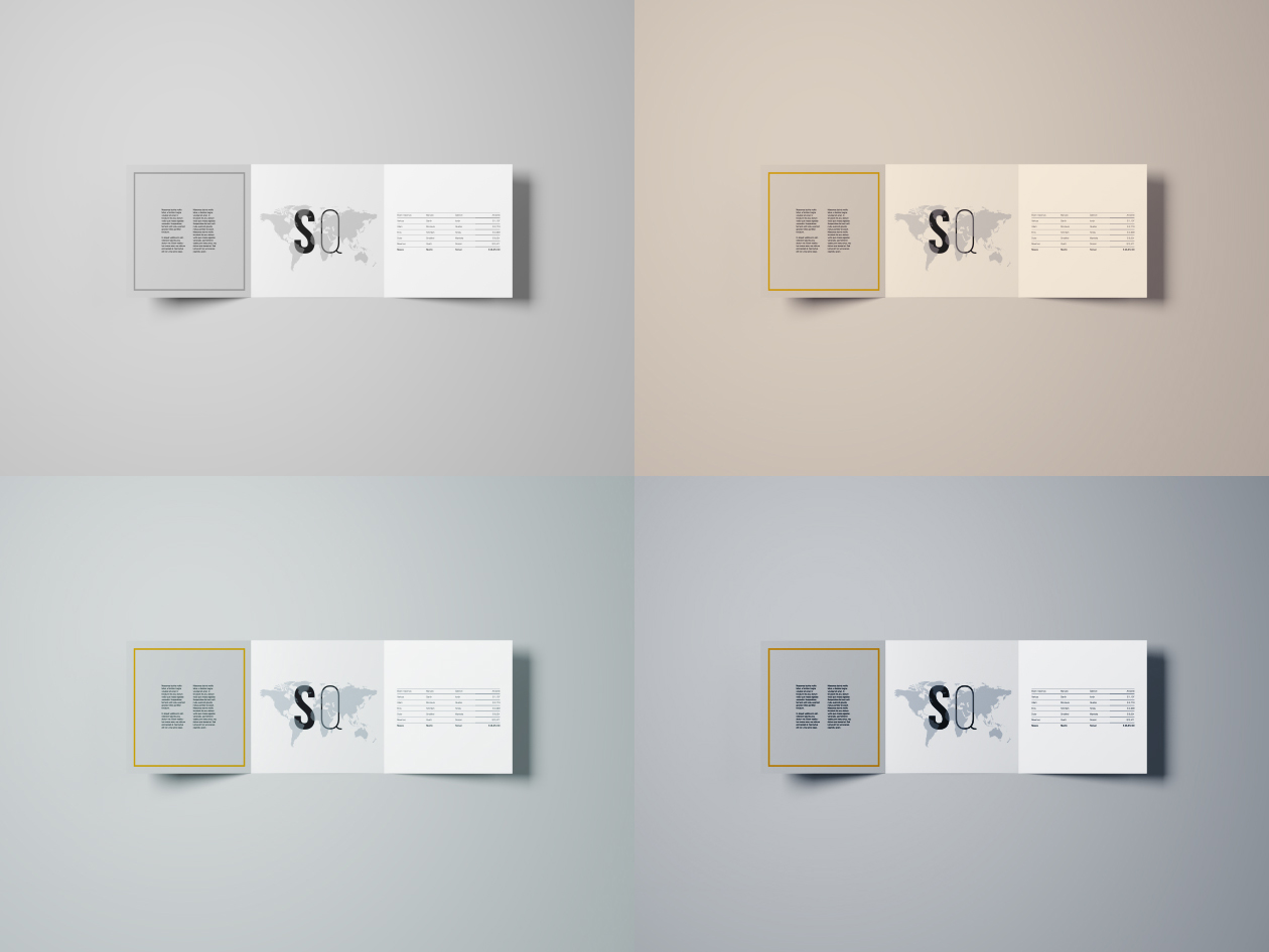 方形三折小册子设计内页印刷效果图样机模板 Square Tri-Fold Brochure Mockup插图(10)